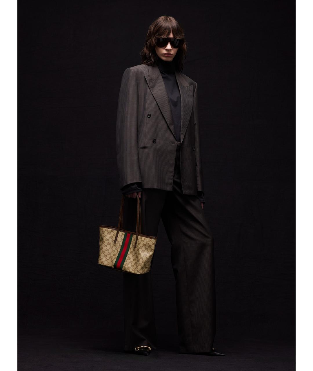 GUCCI Бежевая сумка тоут из канвы, фото 3
