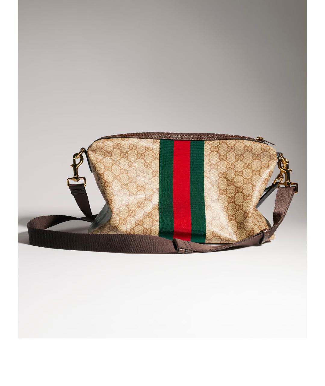 GUCCI Бежевая сумка на плечо из канвы, фото 5