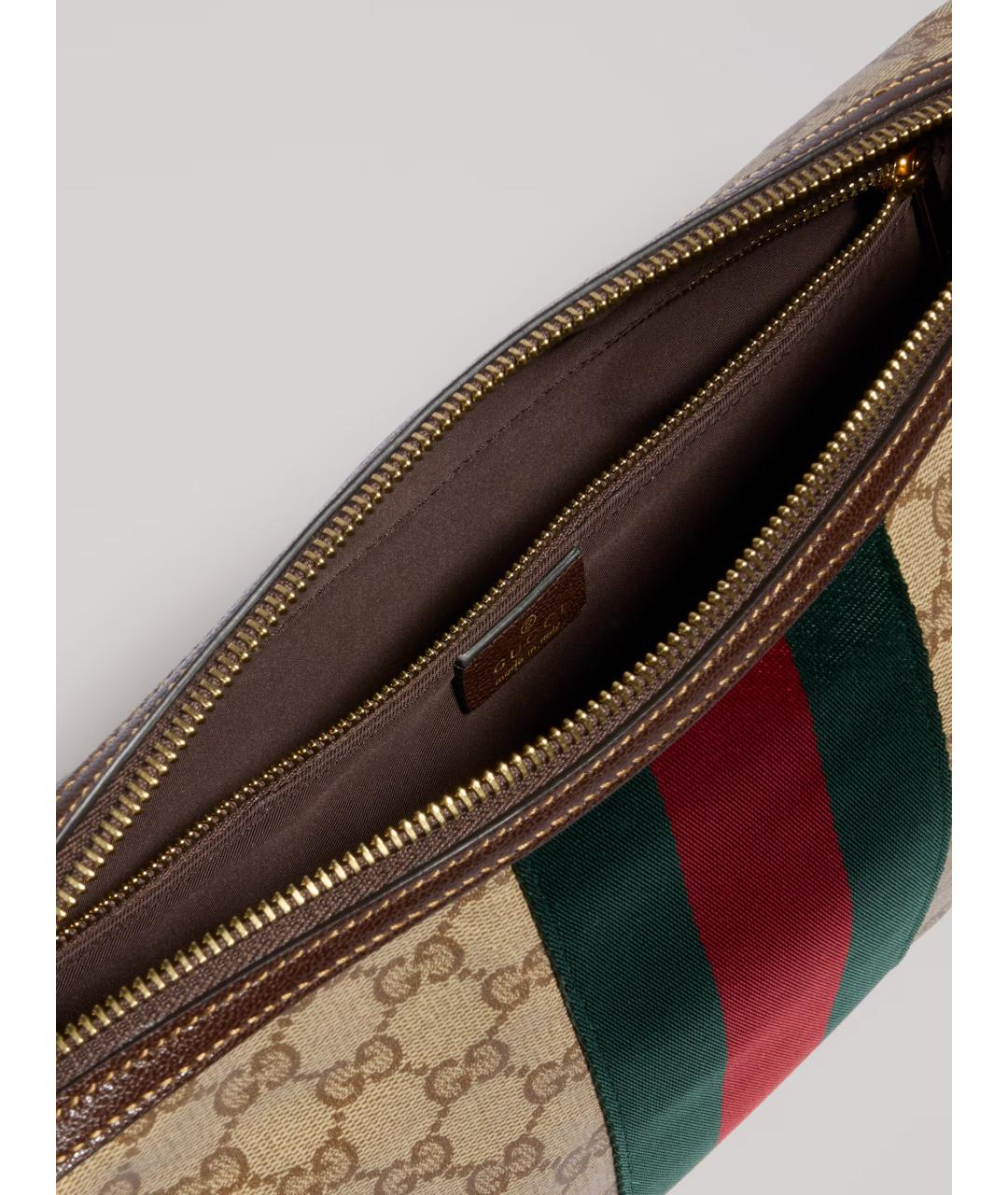 GUCCI Бежевая сумка на плечо из канвы, фото 4