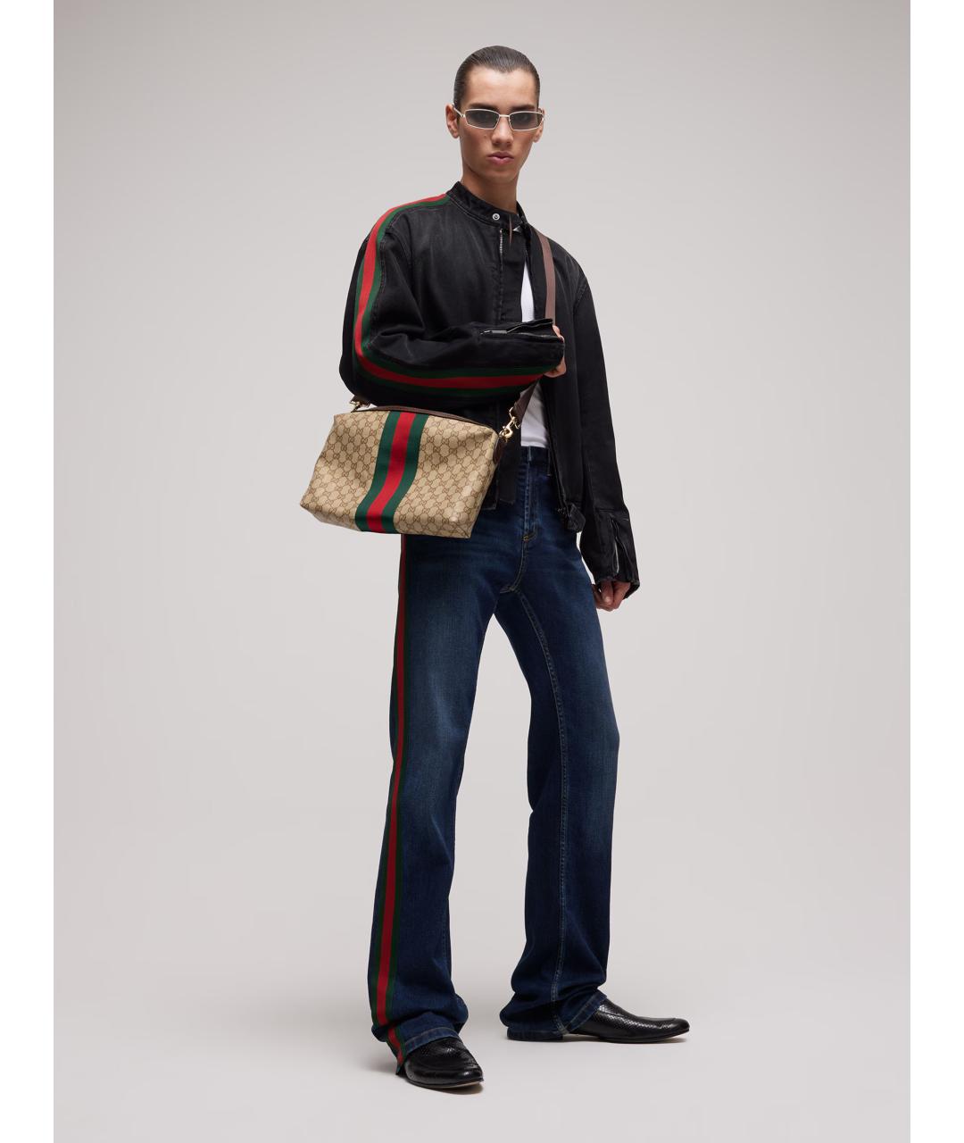GUCCI Бежевая сумка на плечо из канвы, фото 3