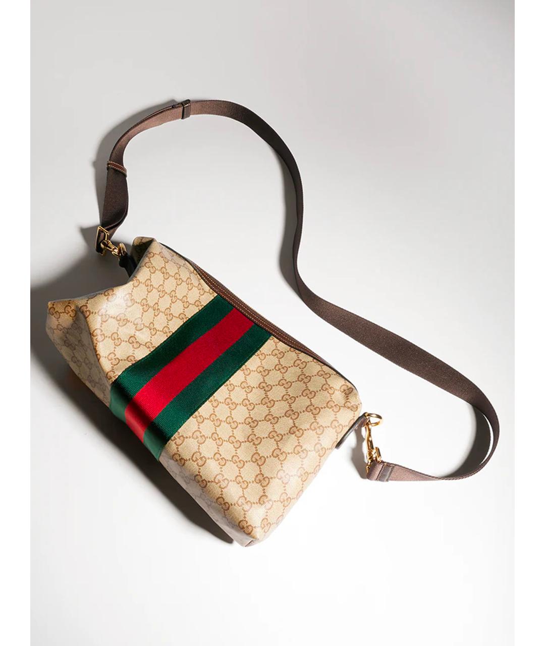 GUCCI Бежевая сумка на плечо из канвы, фото 8
