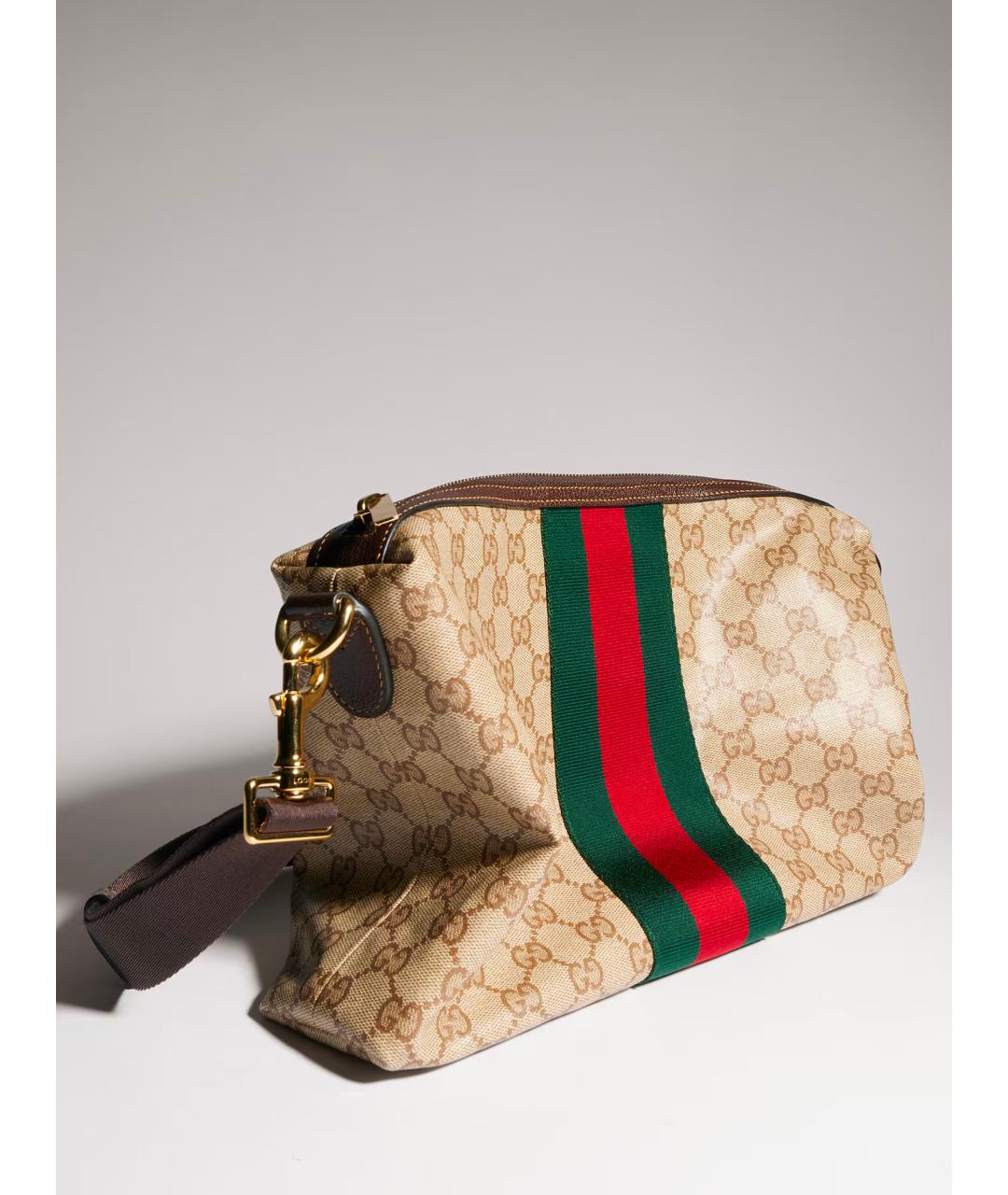 GUCCI Бежевая сумка на плечо из канвы, фото 7