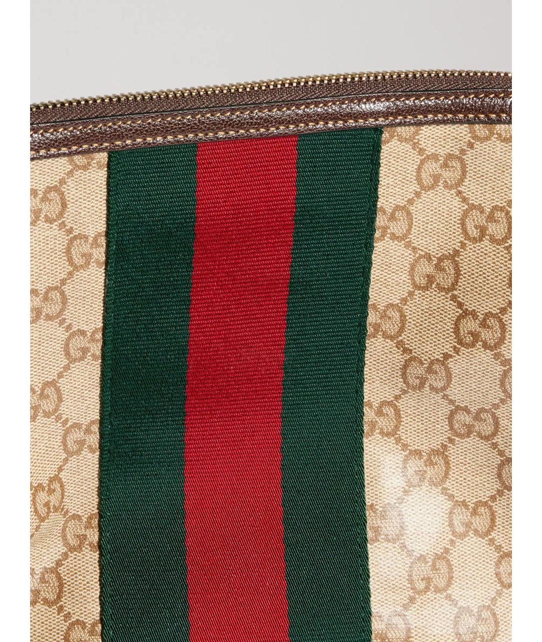 GUCCI Бежевая сумка на плечо из канвы, фото 6