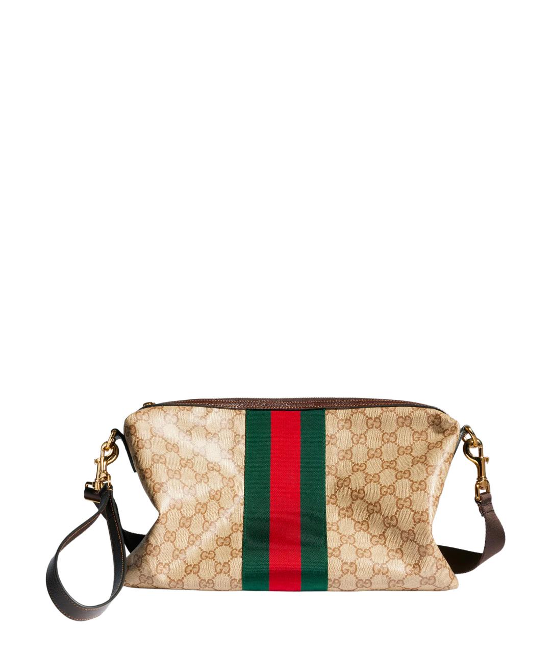 GUCCI Бежевая сумка на плечо из канвы, фото 1