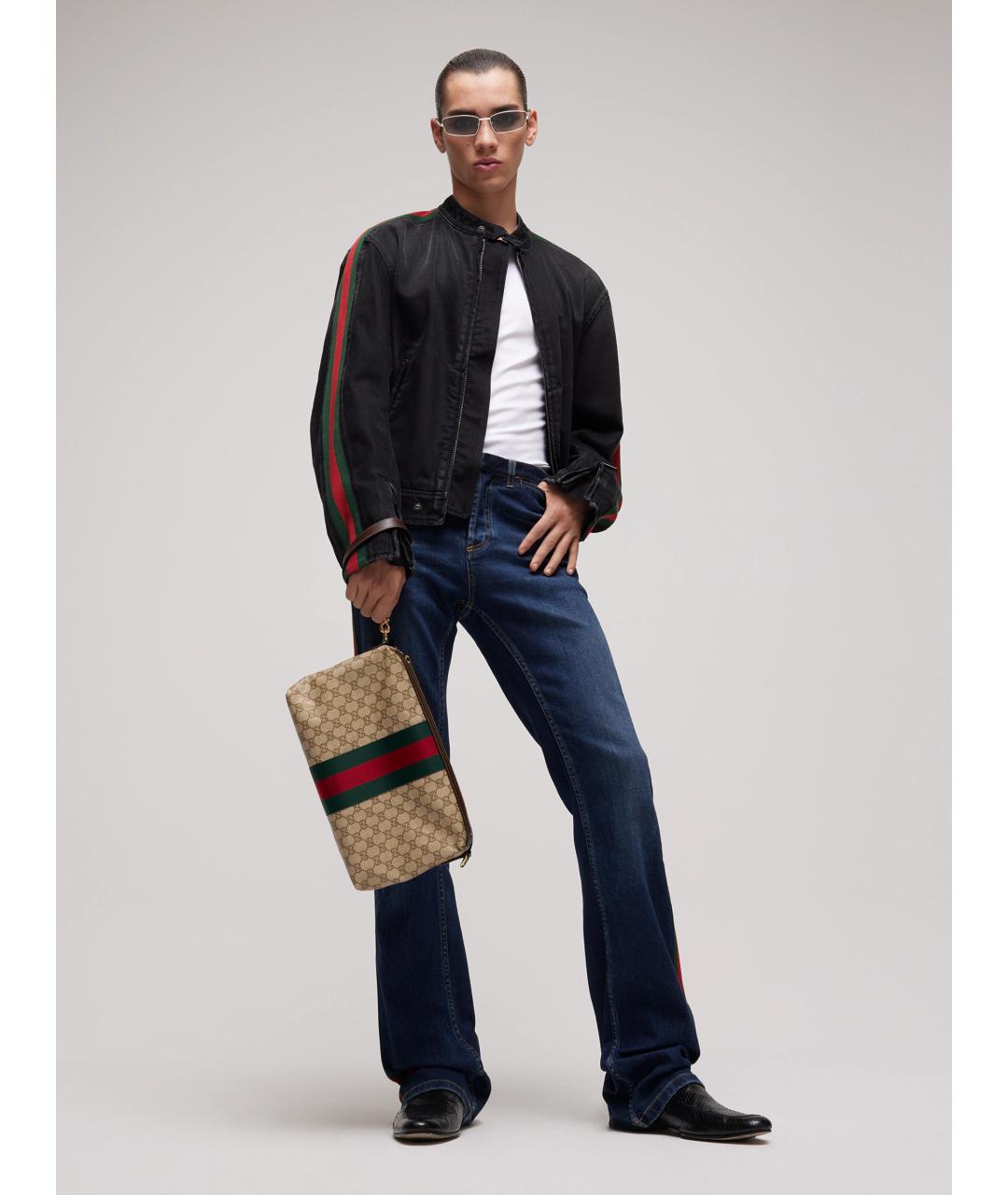 GUCCI Бежевая сумка на плечо из канвы, фото 2