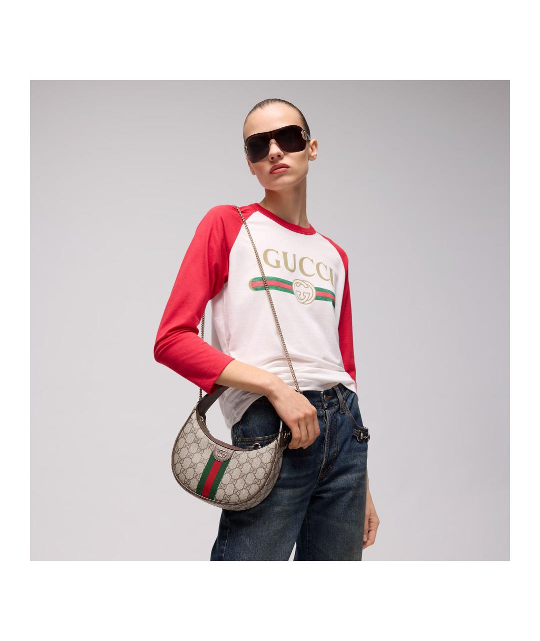 GUCCI Бежевая тканевая сумка через плечо, фото 2