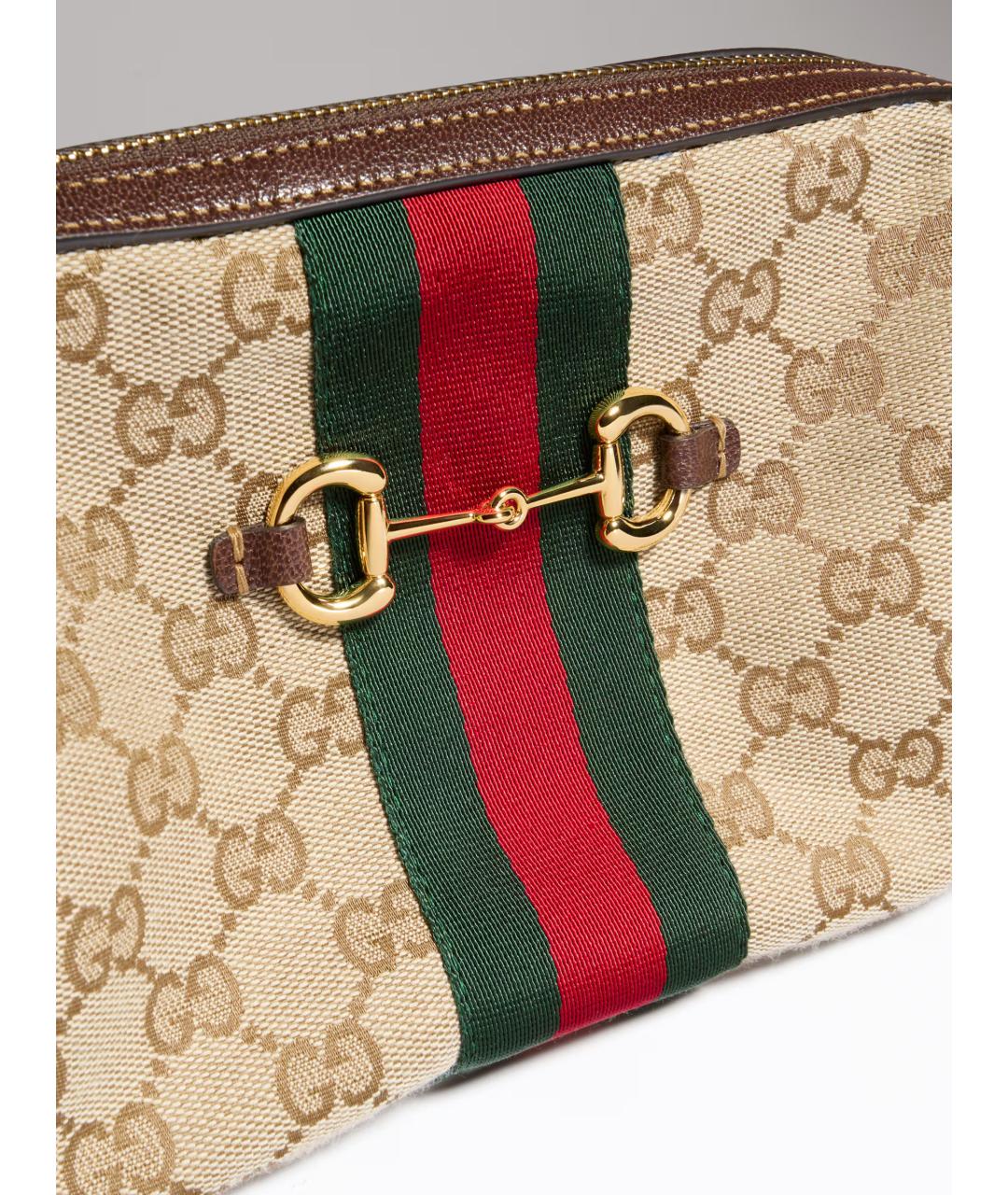 GUCCI Бежевая сумка через плечо из канвы, фото 5