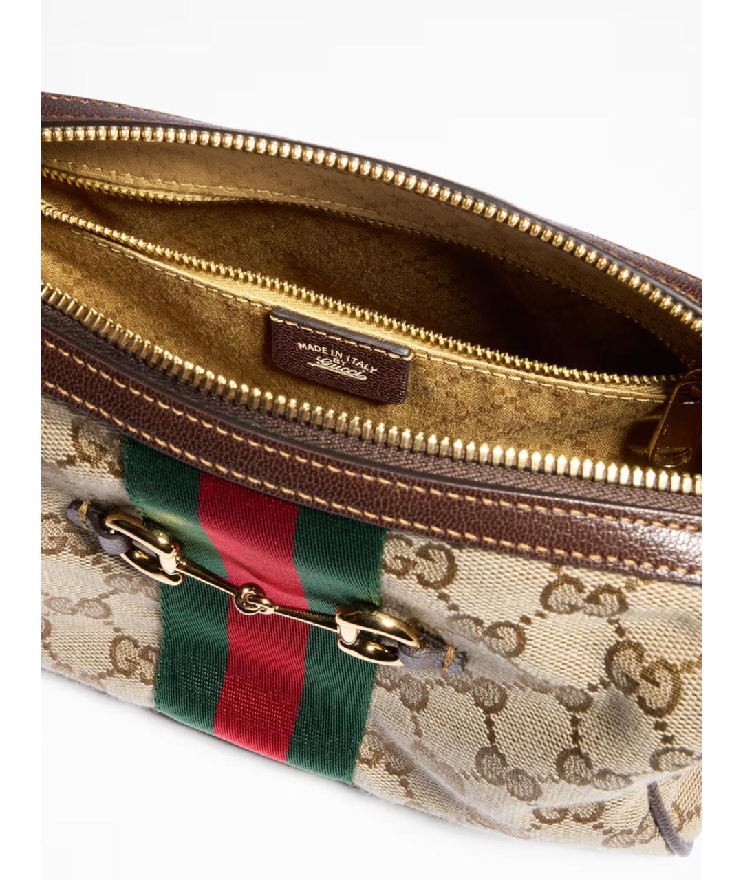 GUCCI Бежевая сумка через плечо из канвы, фото 7