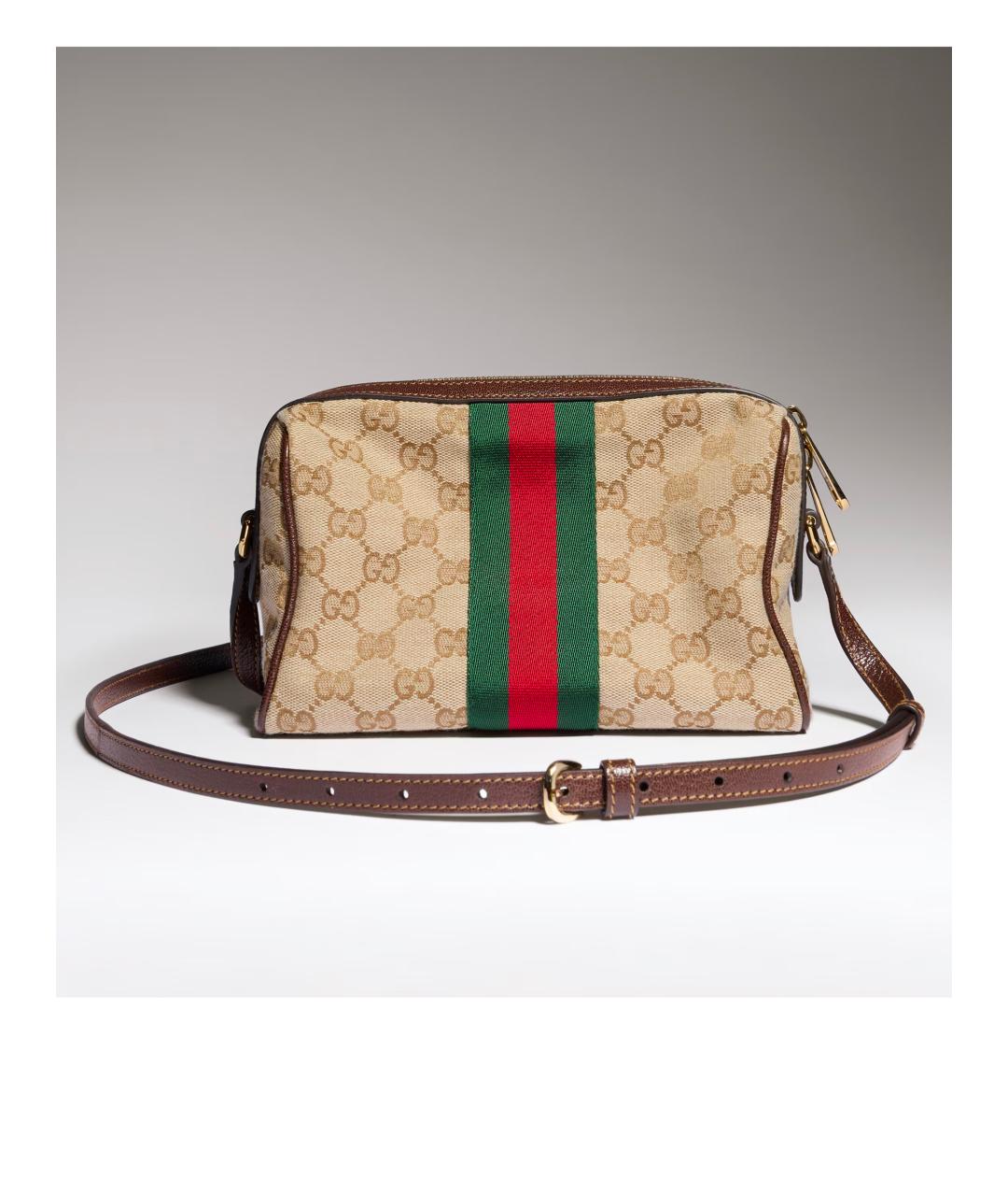 GUCCI Бежевая сумка через плечо из канвы, фото 6