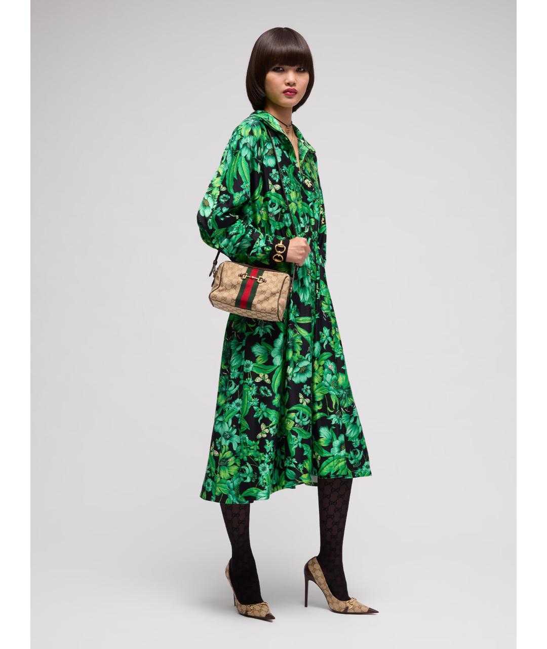 GUCCI Бежевая сумка через плечо из канвы, фото 3