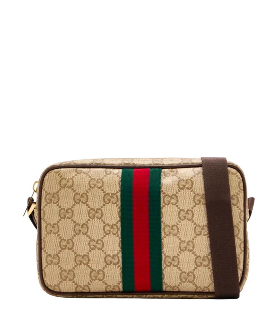 GUCCI Бежевая сумка на плечо из канвы, фото 1