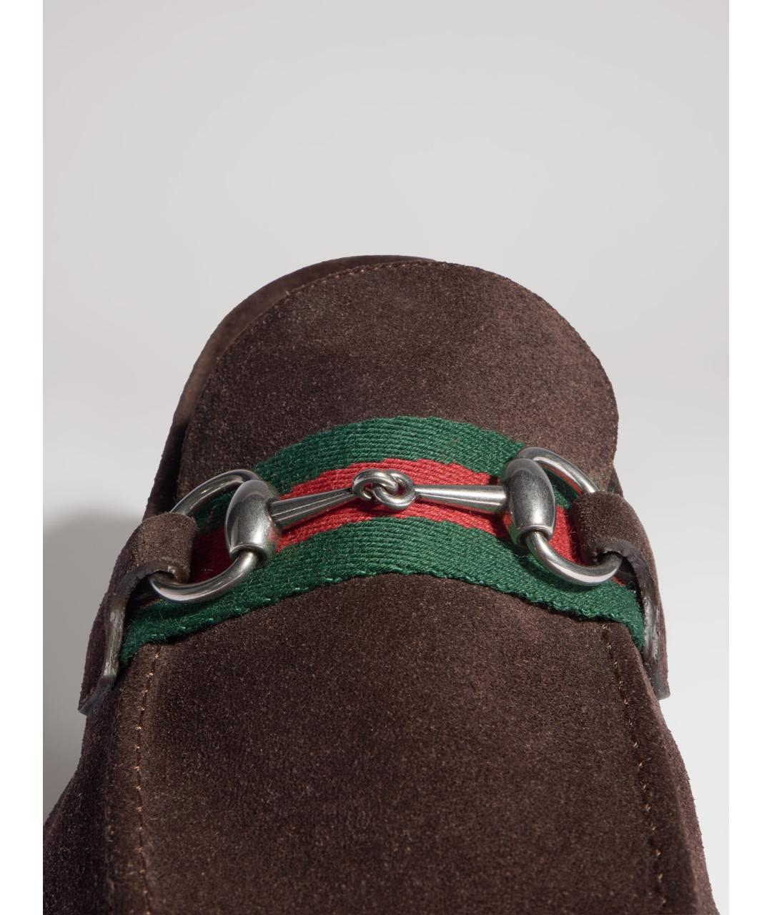 GUCCI Коричневые замшевые лоферы, фото 7
