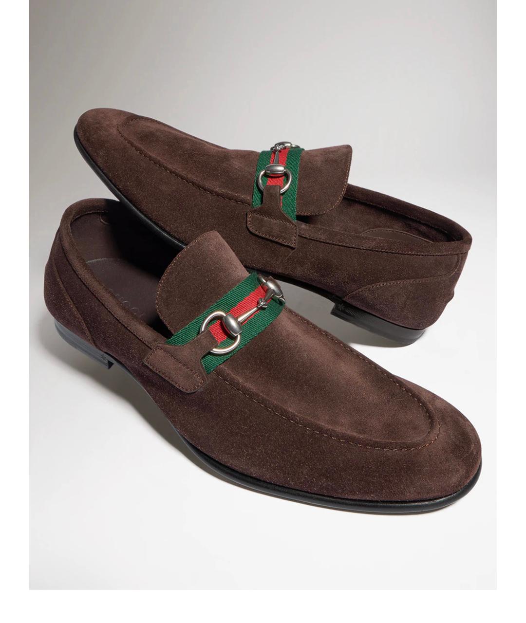 GUCCI Коричневые замшевые лоферы, фото 6