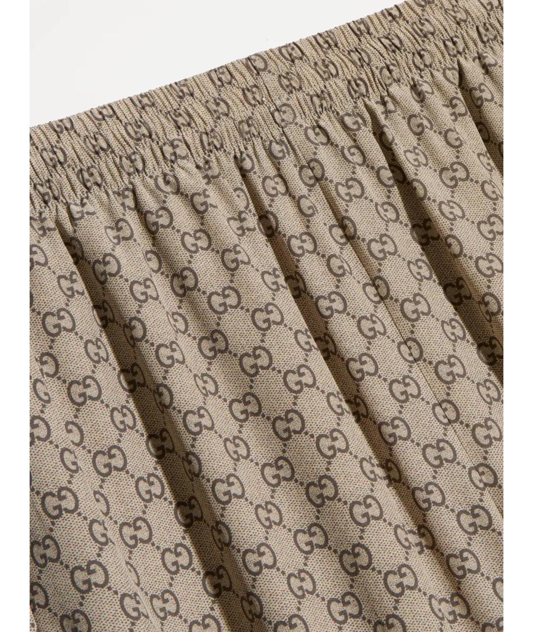 GUCCI Бежевые шелковые брюки широкие, фото 3