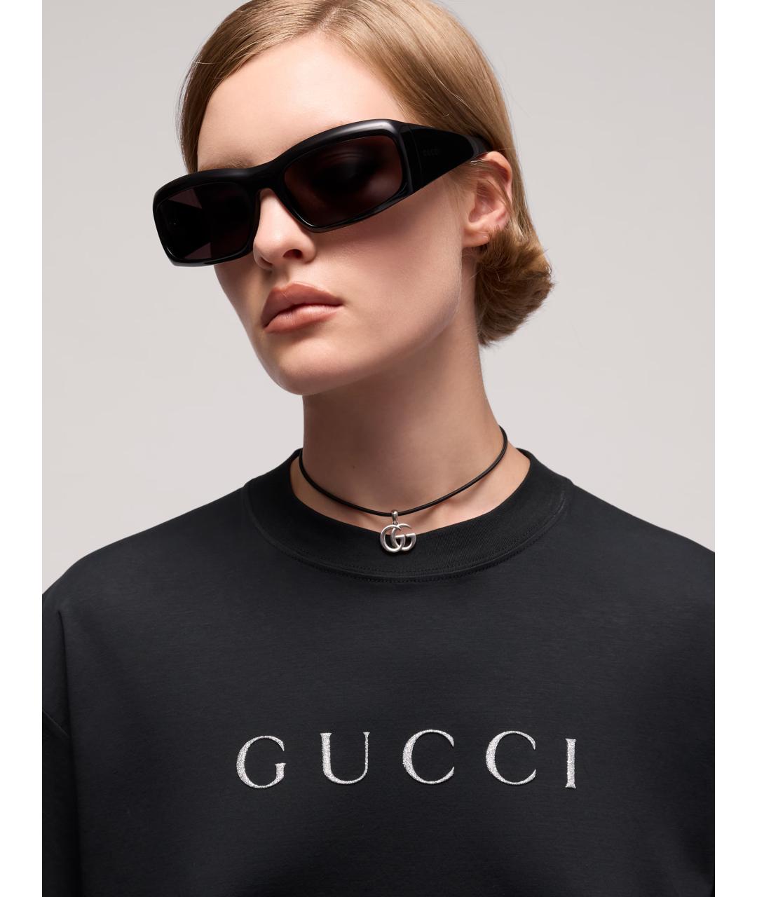 GUCCI Черная хлопковая футболка, фото 4