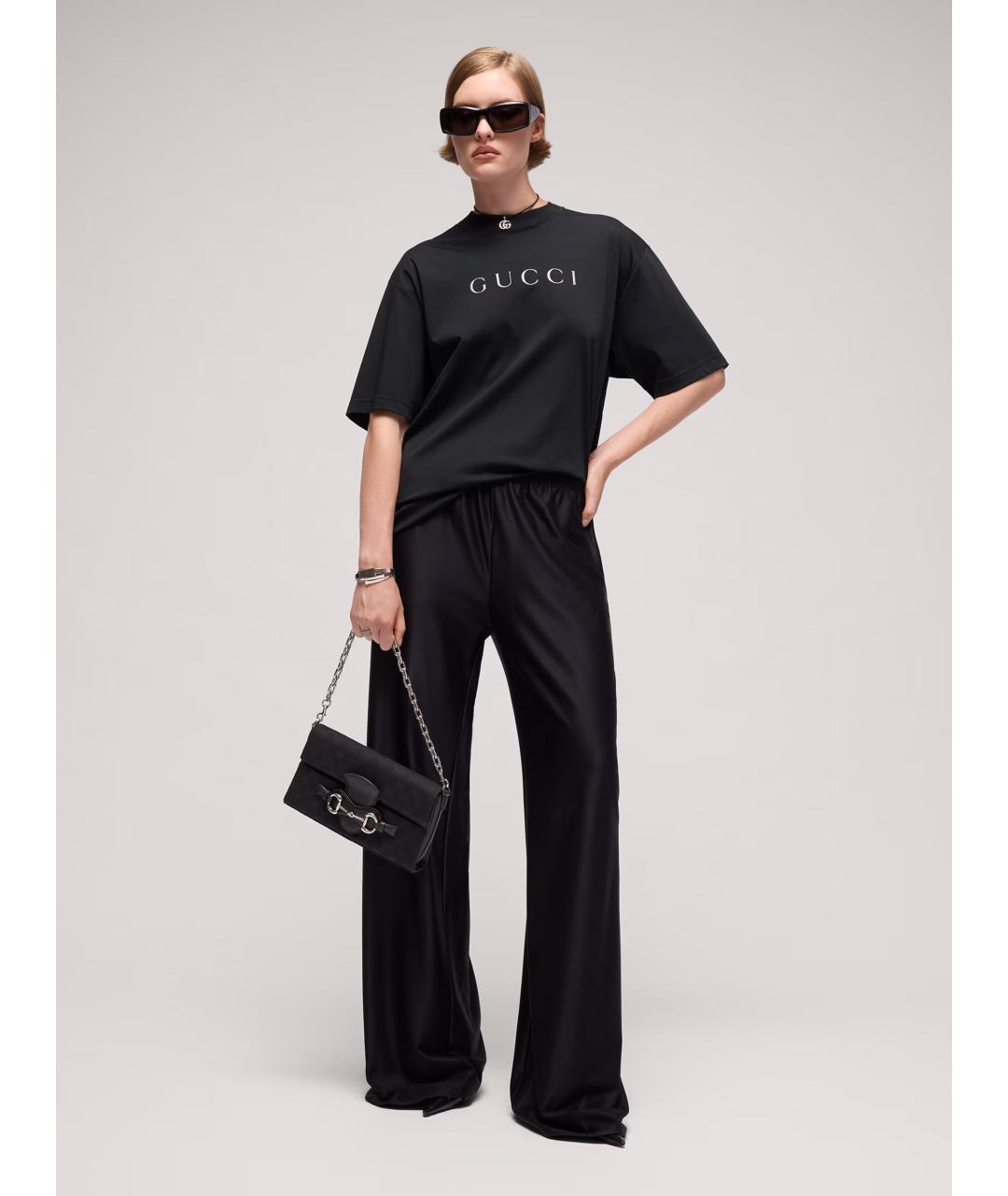GUCCI Черная хлопковая футболка, фото 2