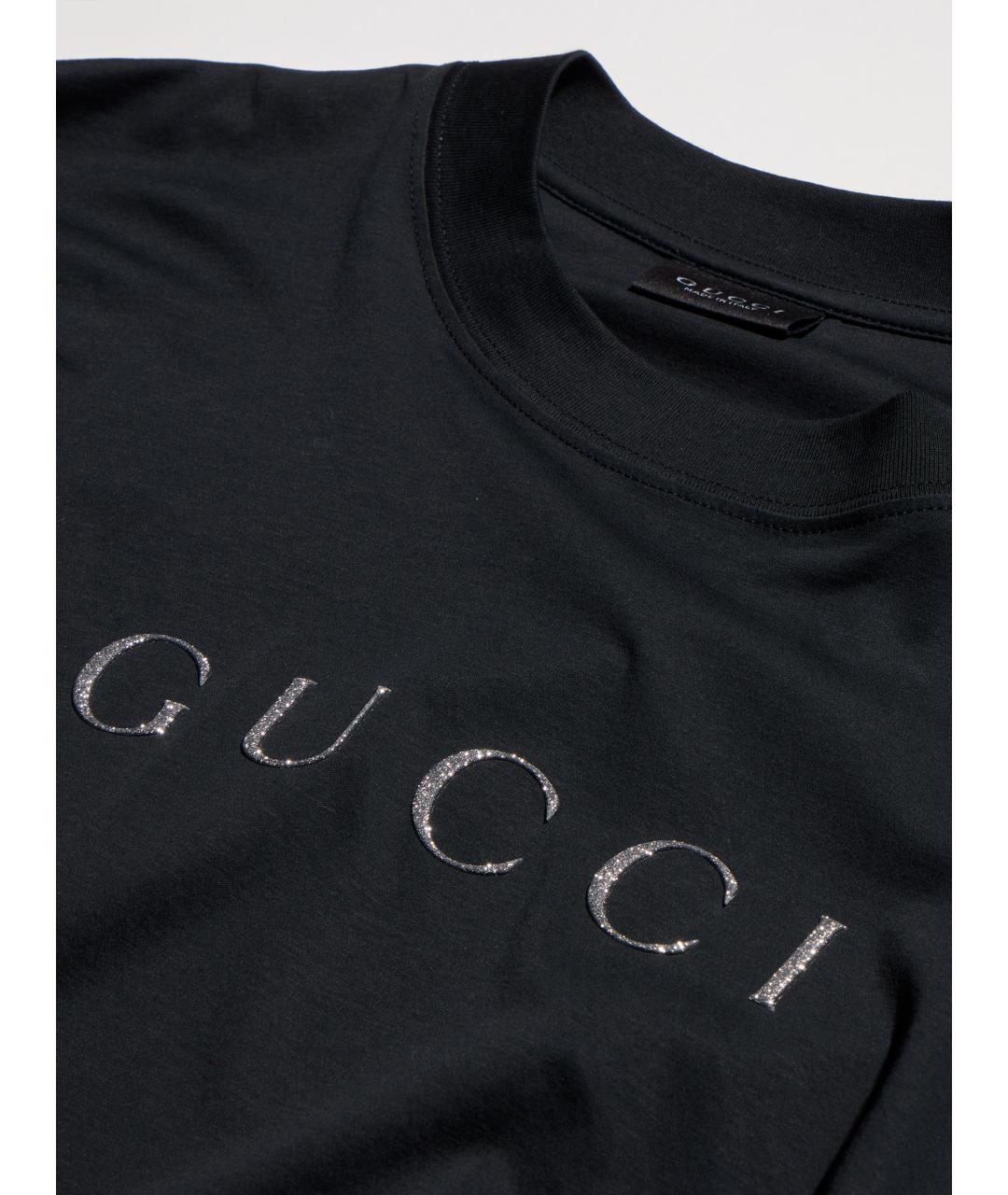 GUCCI Черная хлопковая футболка, фото 5