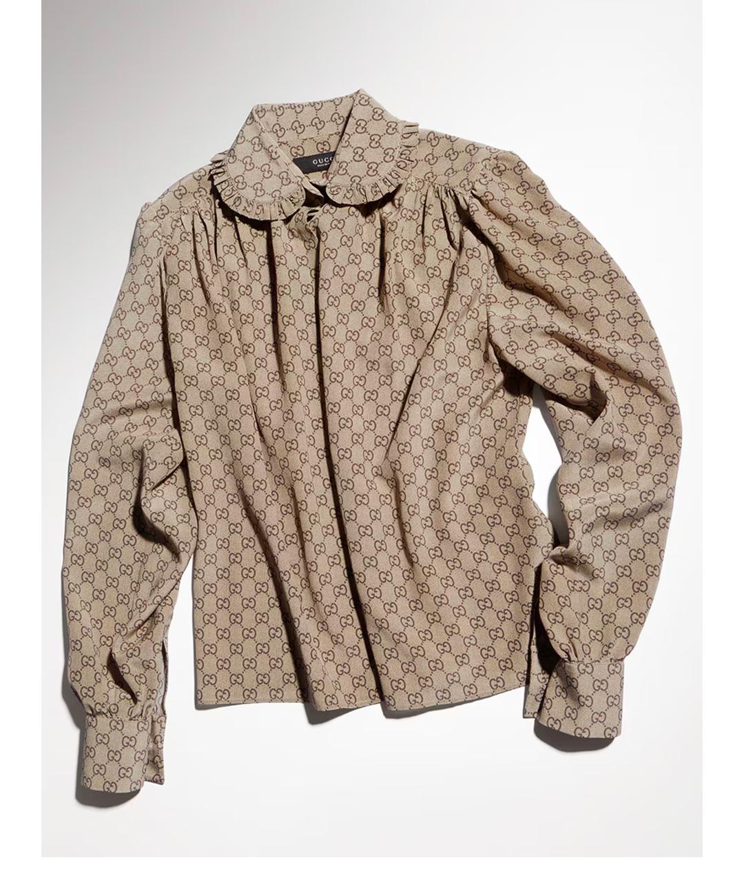 GUCCI Бежевая шелковая блузы, фото 5