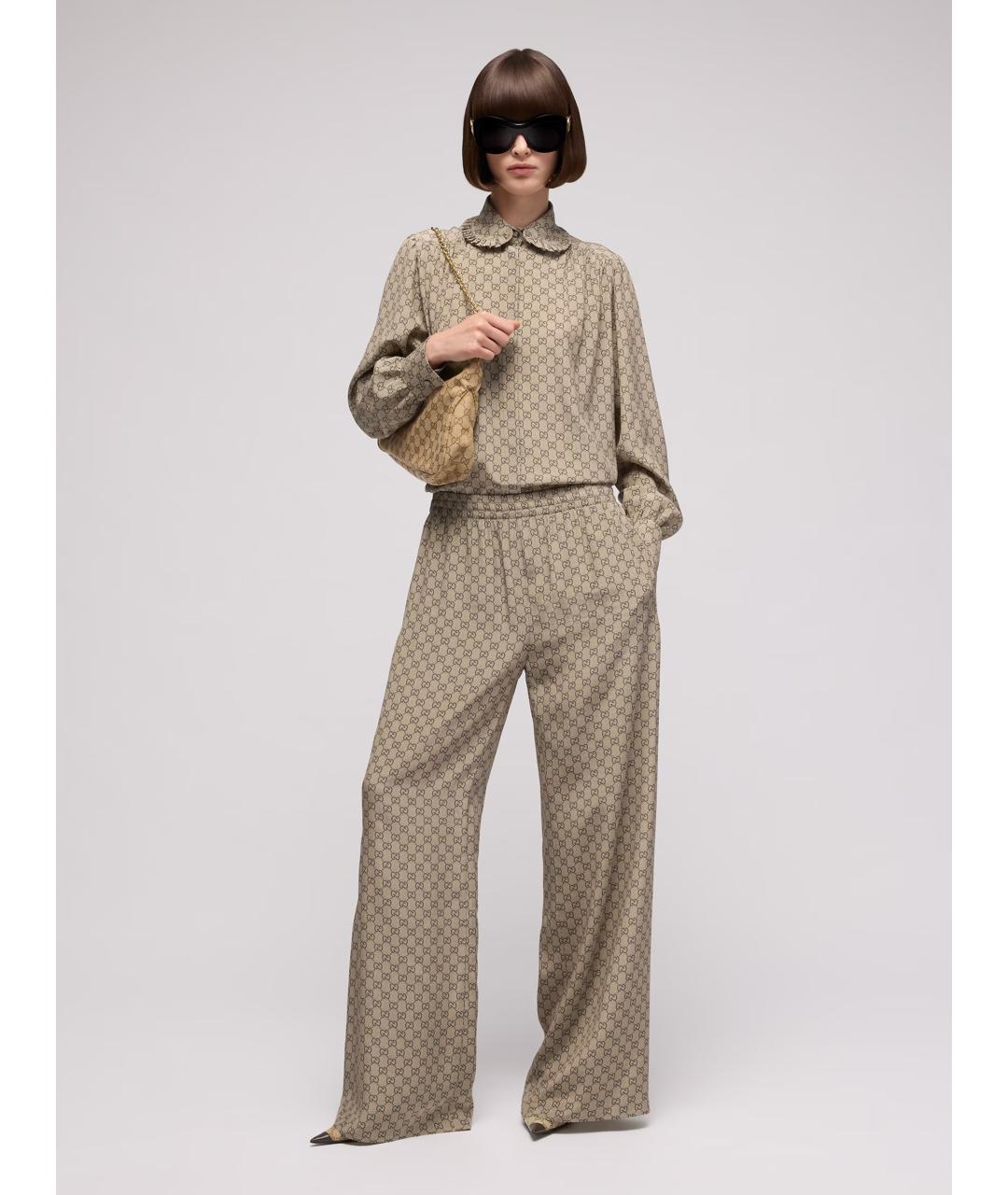 GUCCI Бежевая шелковая блузы, фото 2