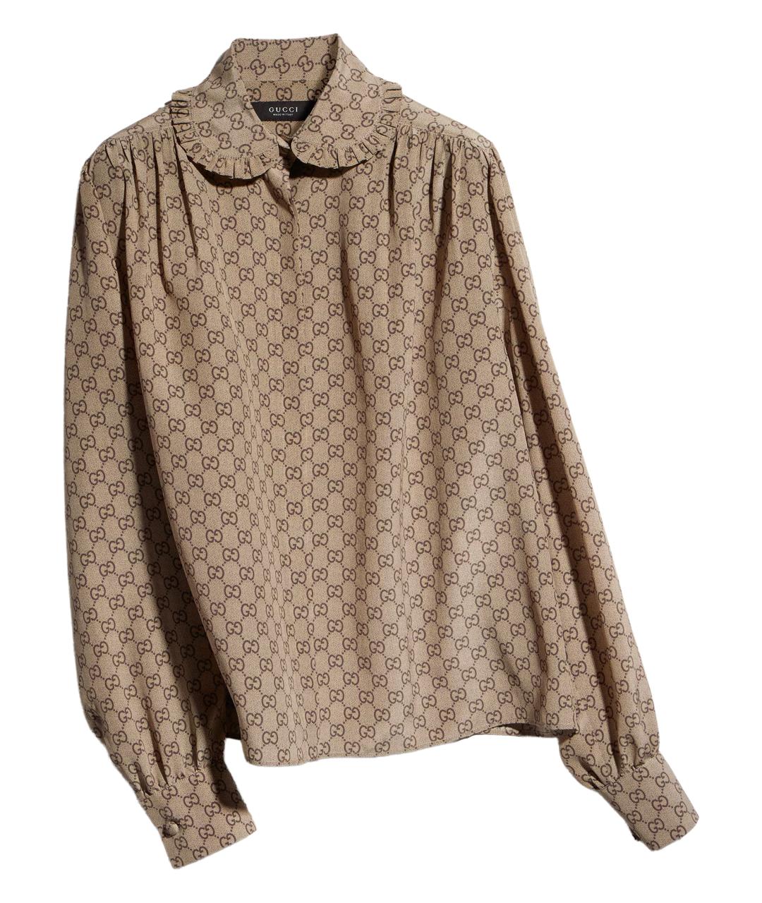 GUCCI Бежевая шелковая блузы, фото 1