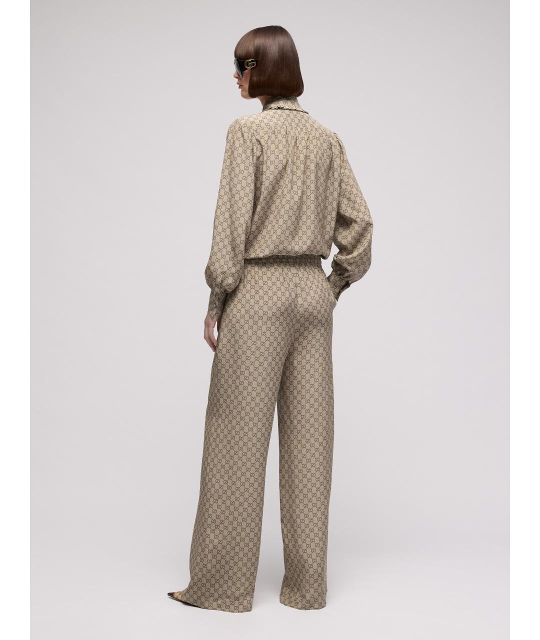 GUCCI Бежевая шелковая блузы, фото 3