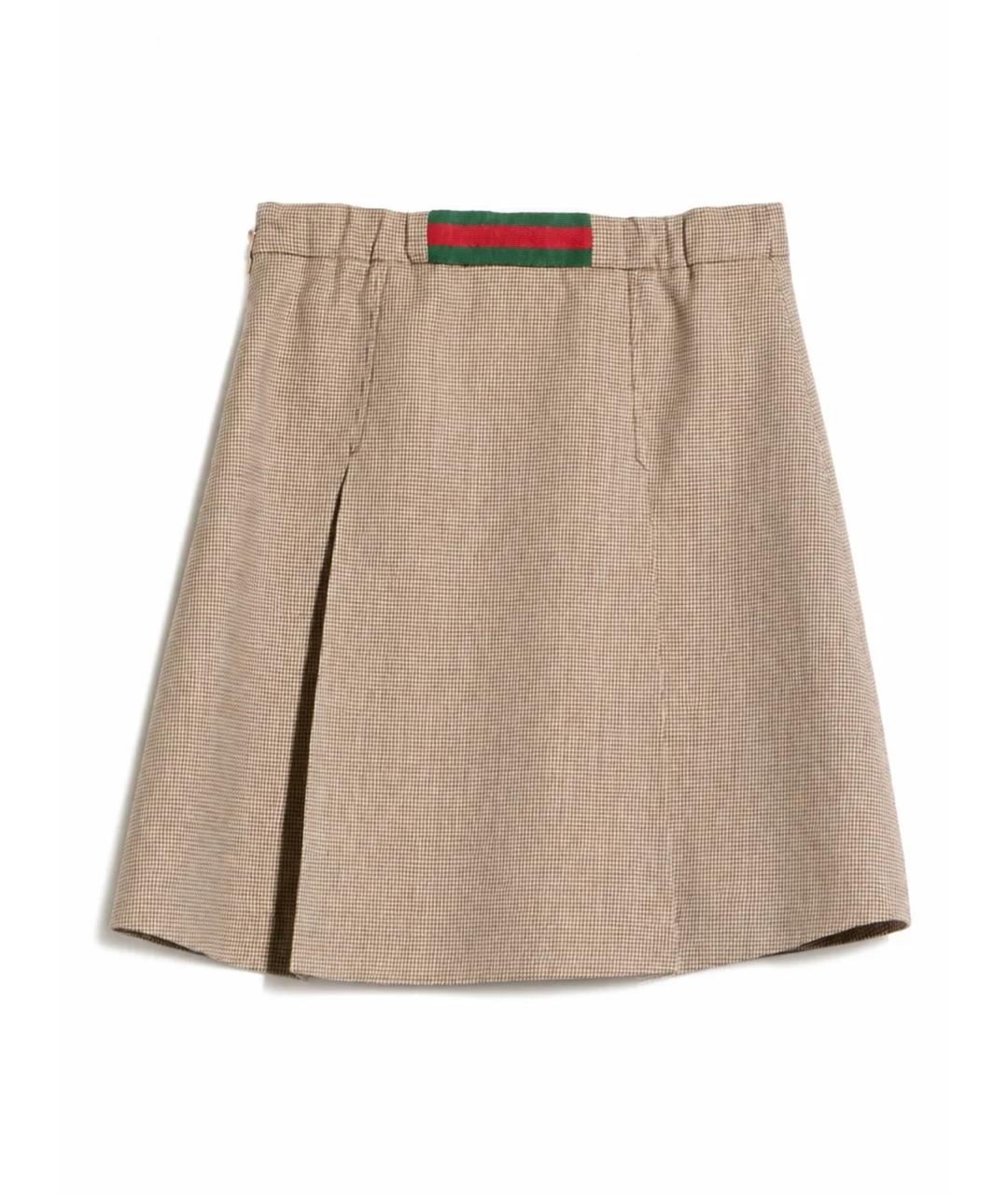 GUCCI Коричневая шерстяная юбка, фото 2