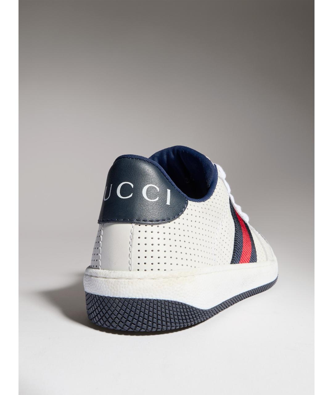 GUCCI Белые кожаные кеды, фото 3