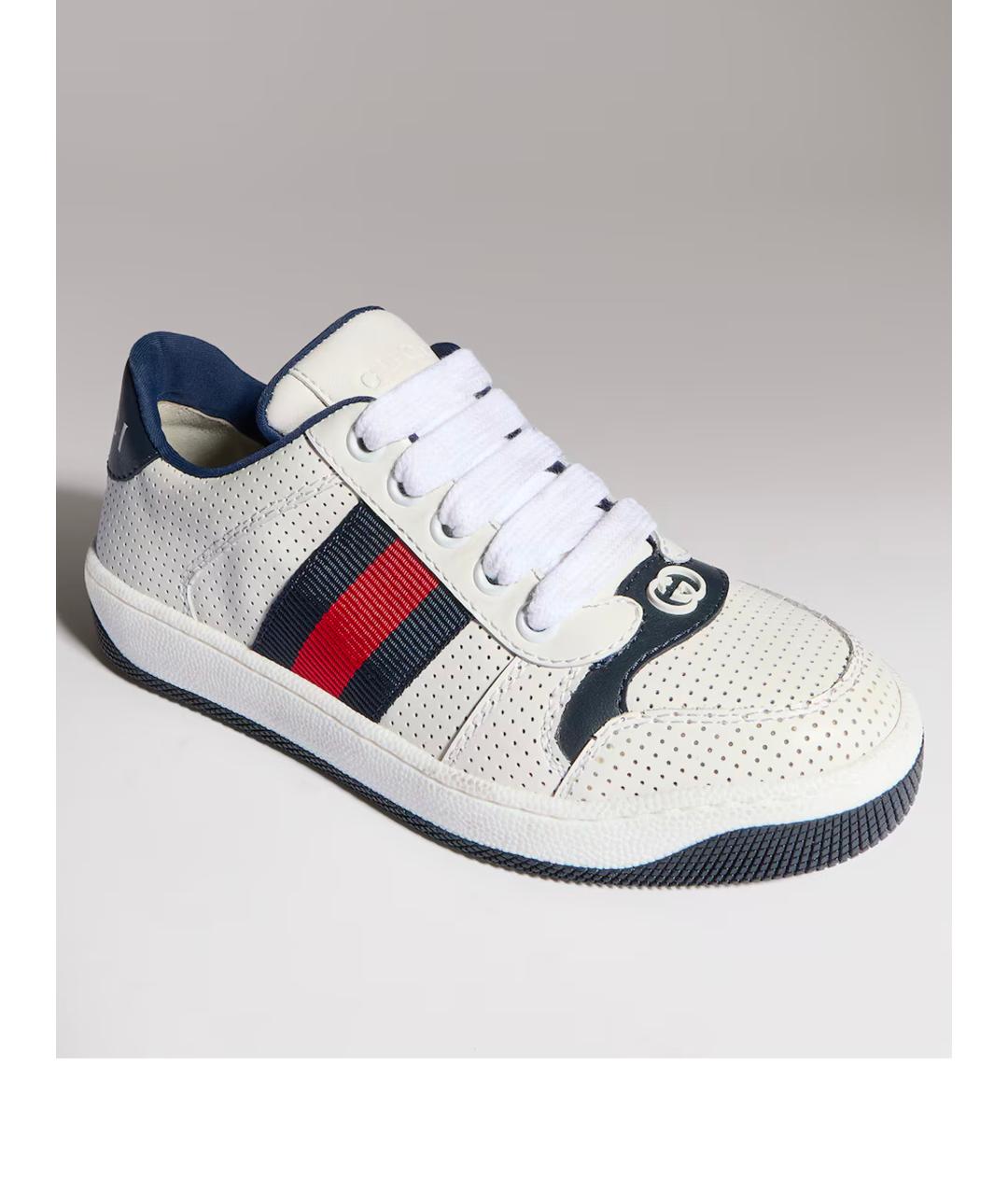 GUCCI Белые кожаные кеды, фото 2