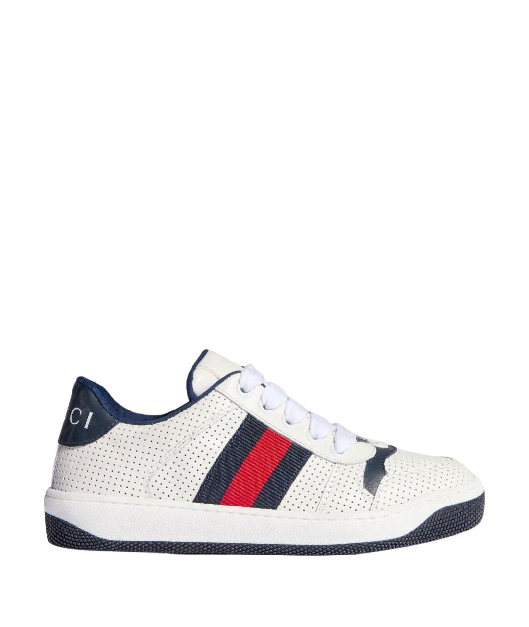 GUCCI Белые кожаные кеды, фото 1