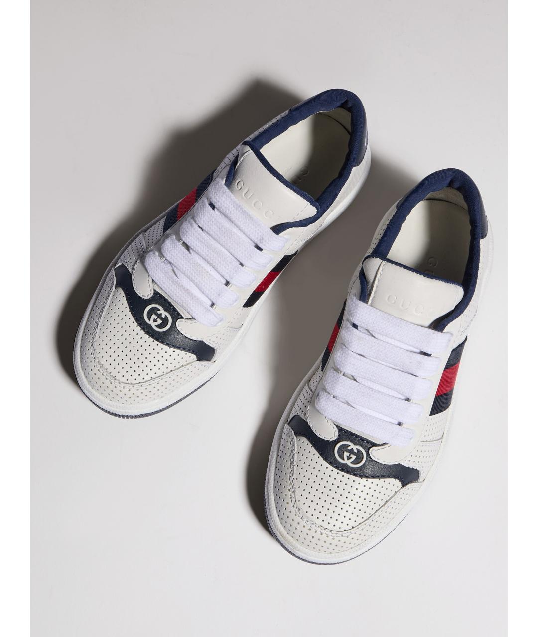 GUCCI Белые кожаные кеды, фото 5