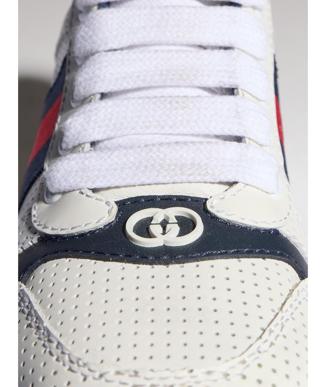 GUCCI Белые кожаные кеды, фото 4