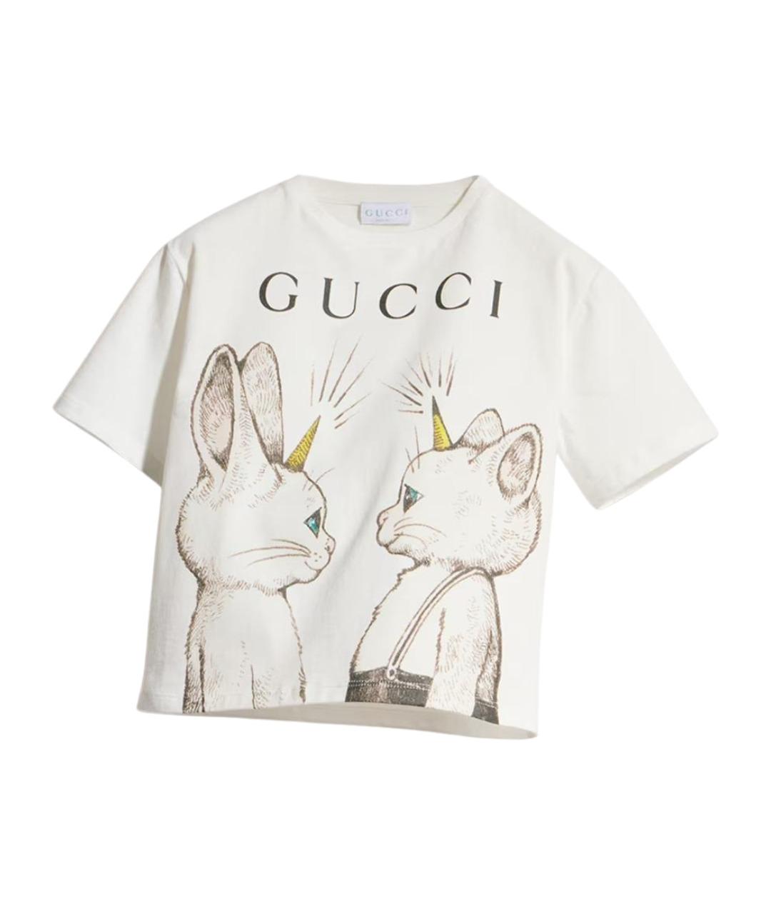 GUCCI Белая хлопковая детская футболка, фото 1