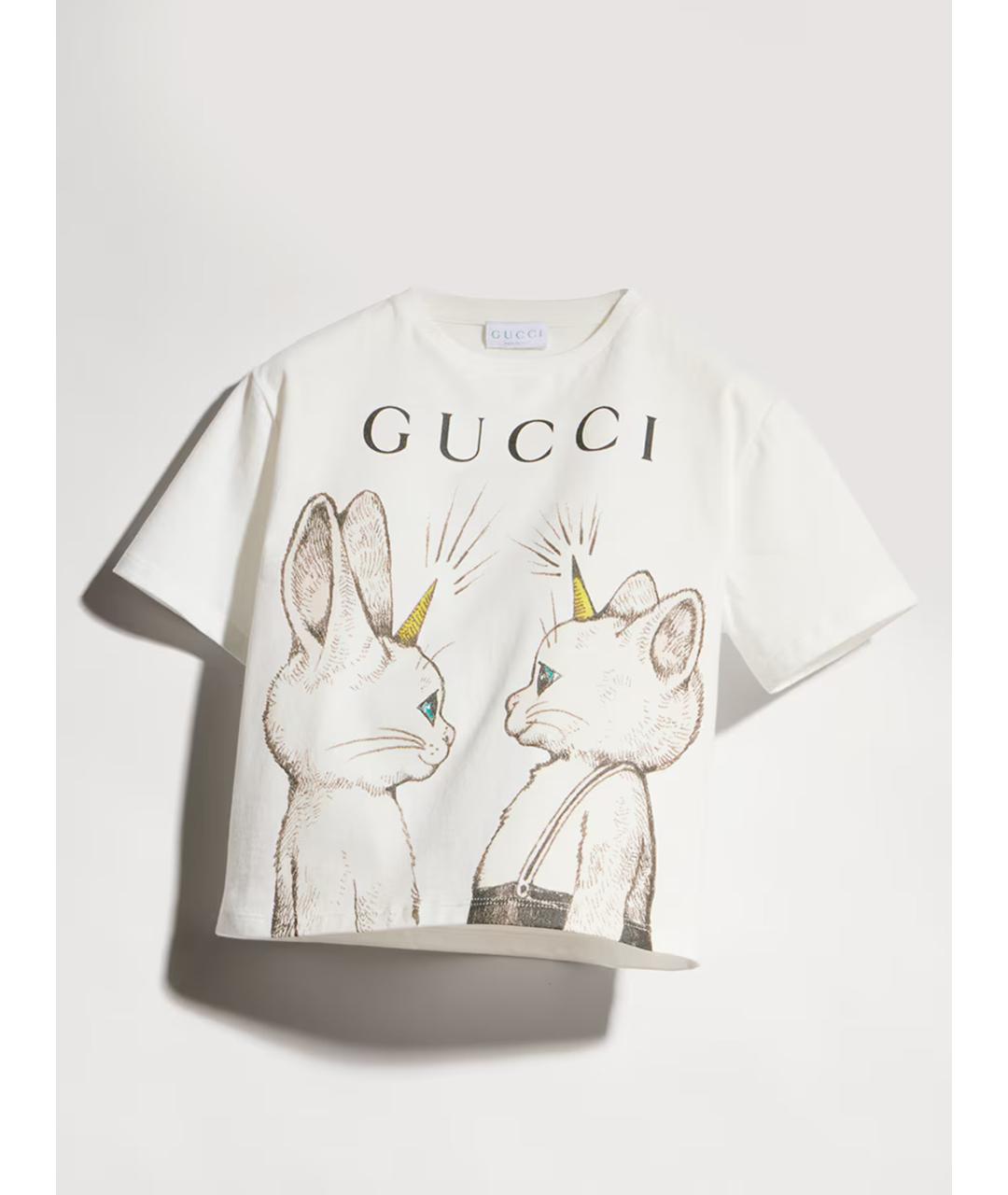 GUCCI Белая хлопковая детская футболка, фото 3