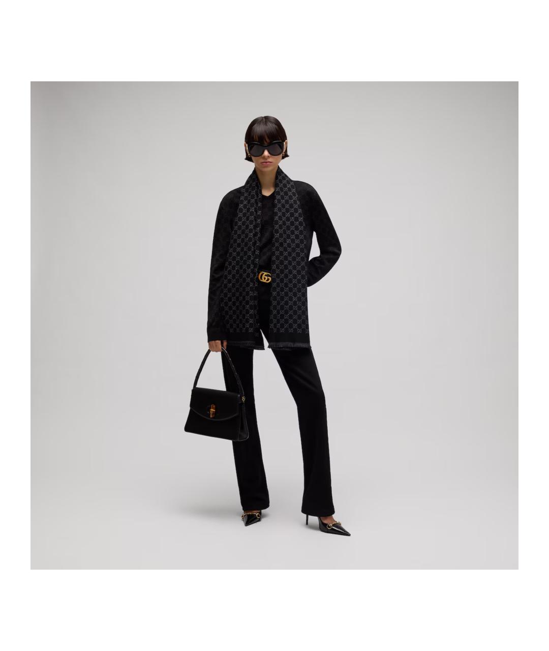 GUCCI Черный шарф, фото 2