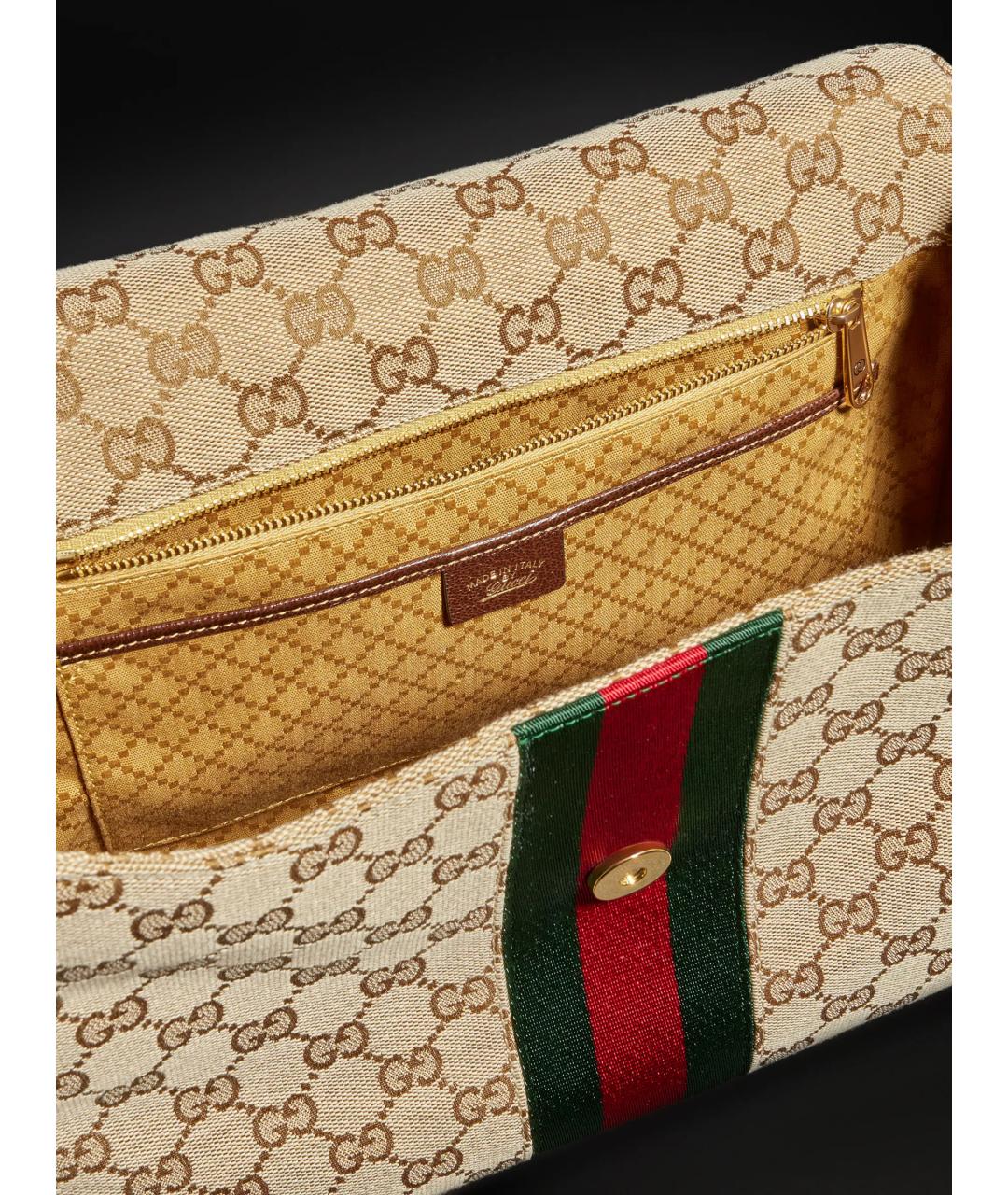 GUCCI Бежевая сумка тоут из канвы, фото 8