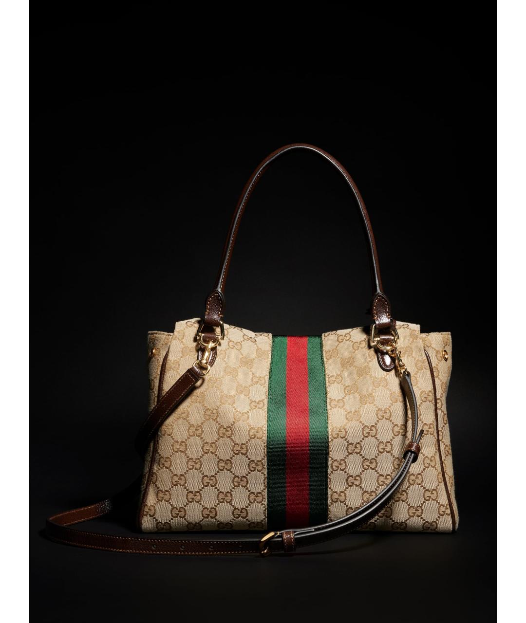 GUCCI Бежевая сумка тоут из канвы, фото 7