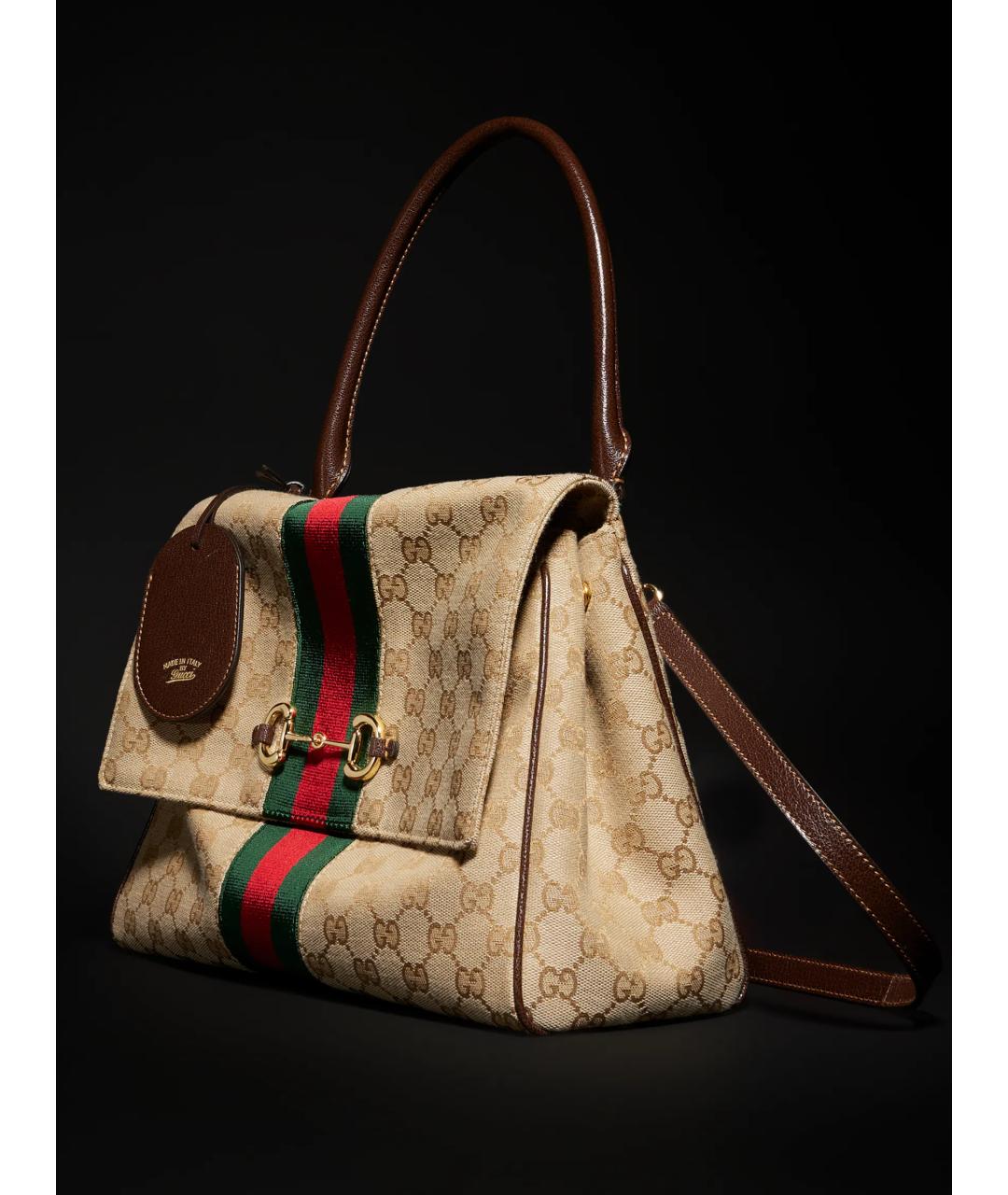 GUCCI Бежевая сумка тоут из канвы, фото 6