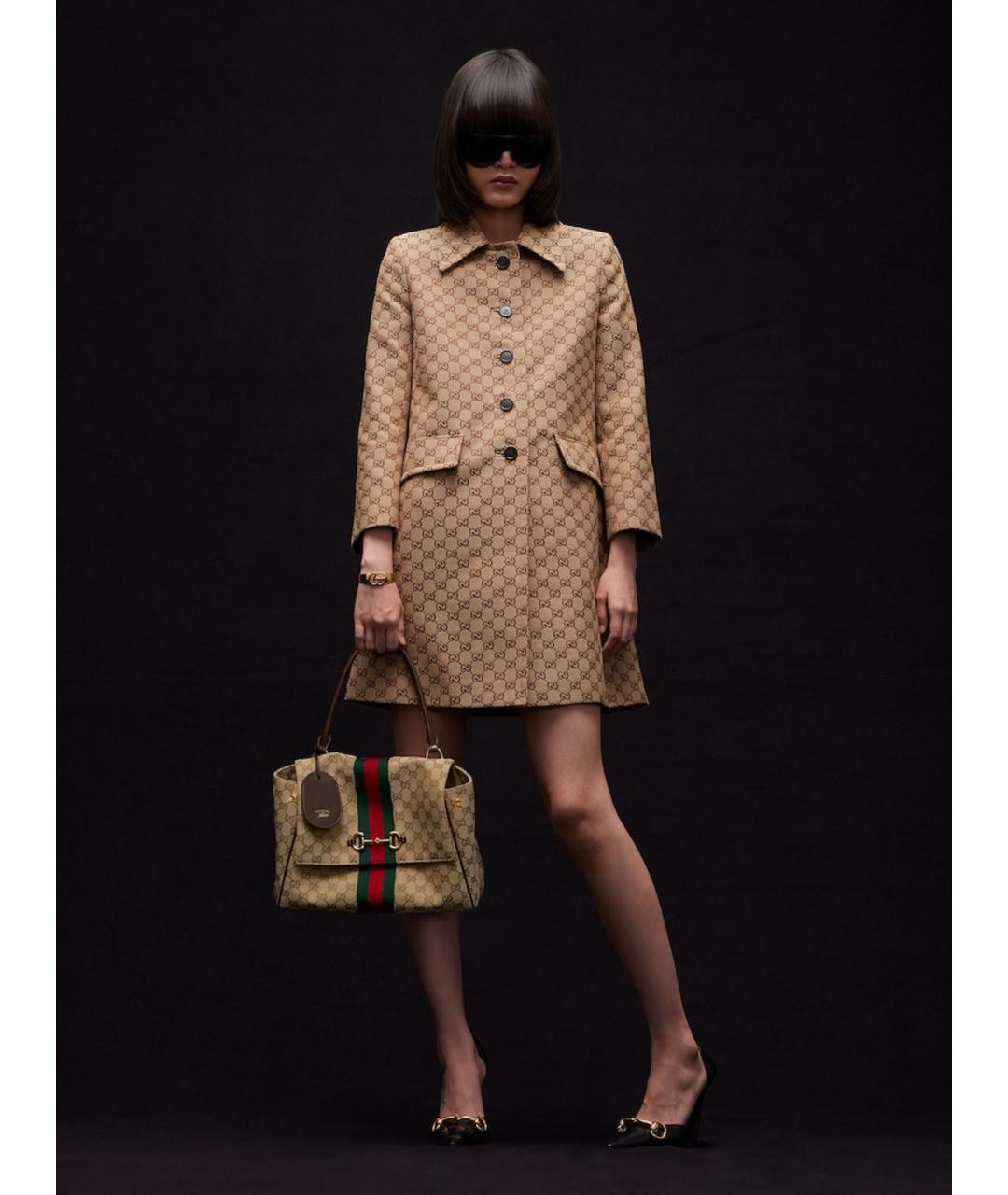 GUCCI Бежевая сумка тоут из канвы, фото 3