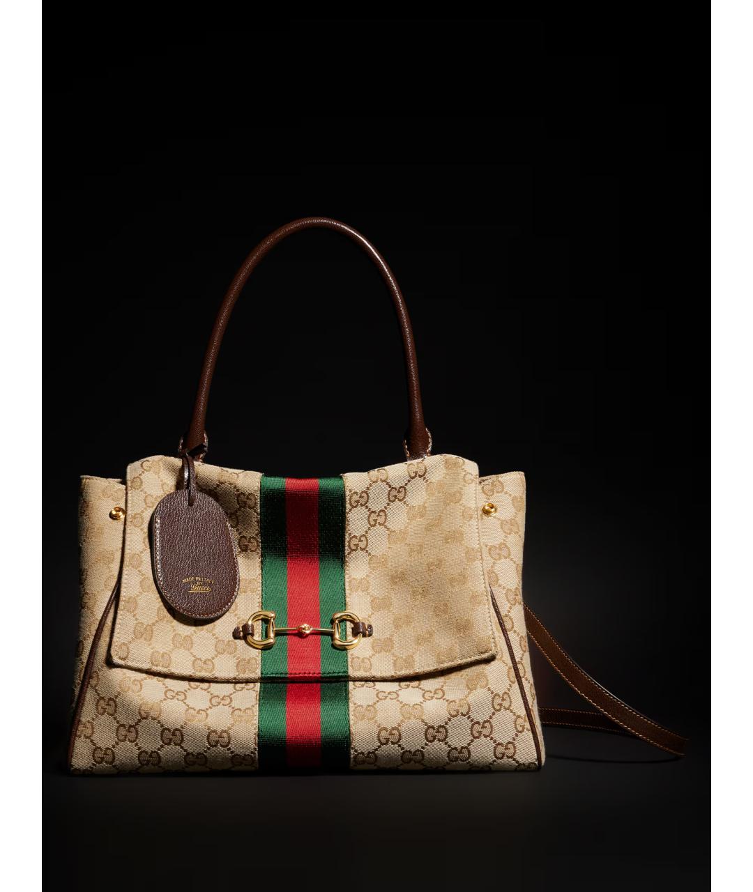 GUCCI Бежевая сумка тоут из канвы, фото 5