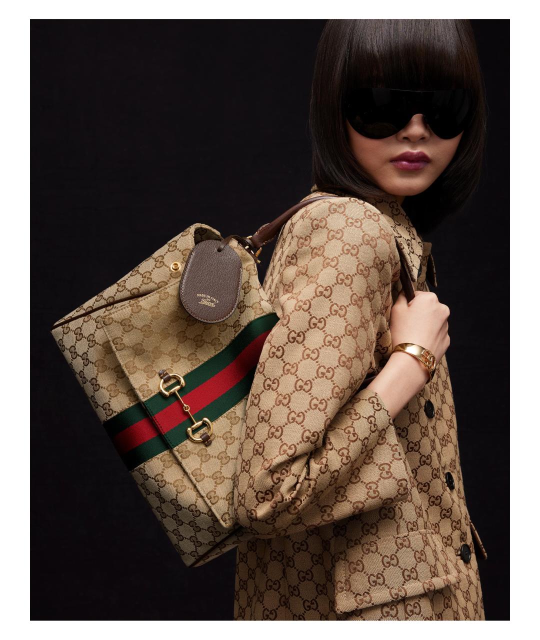 GUCCI Бежевая сумка тоут из канвы, фото 2