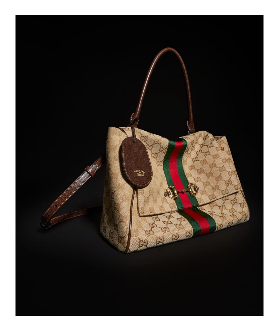 GUCCI Бежевая сумка тоут из канвы, фото 4