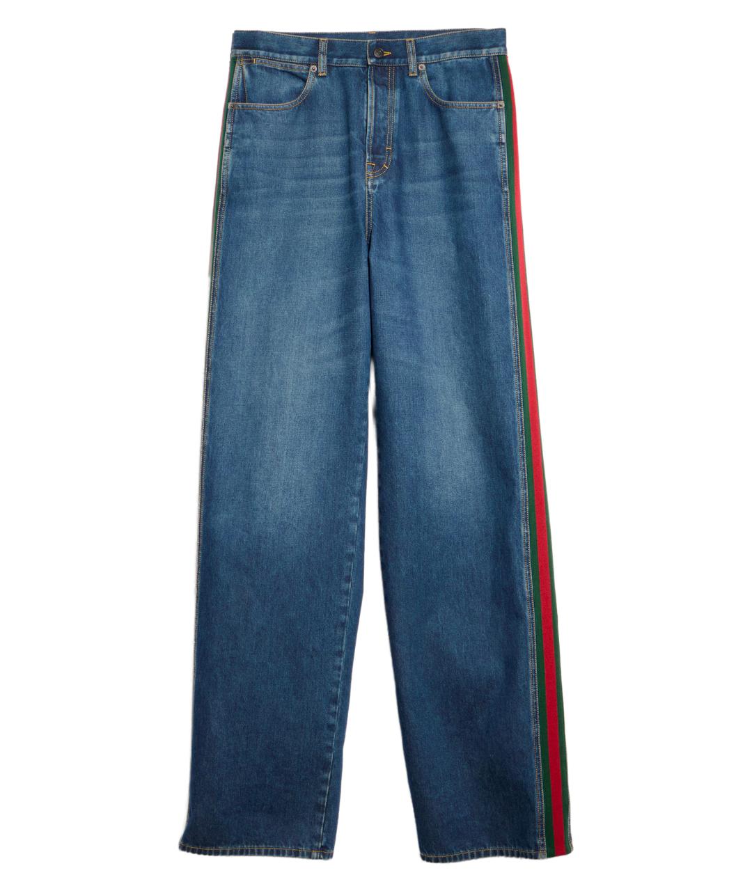 GUCCI Синие хлопковые прямые джинсы, фото 1