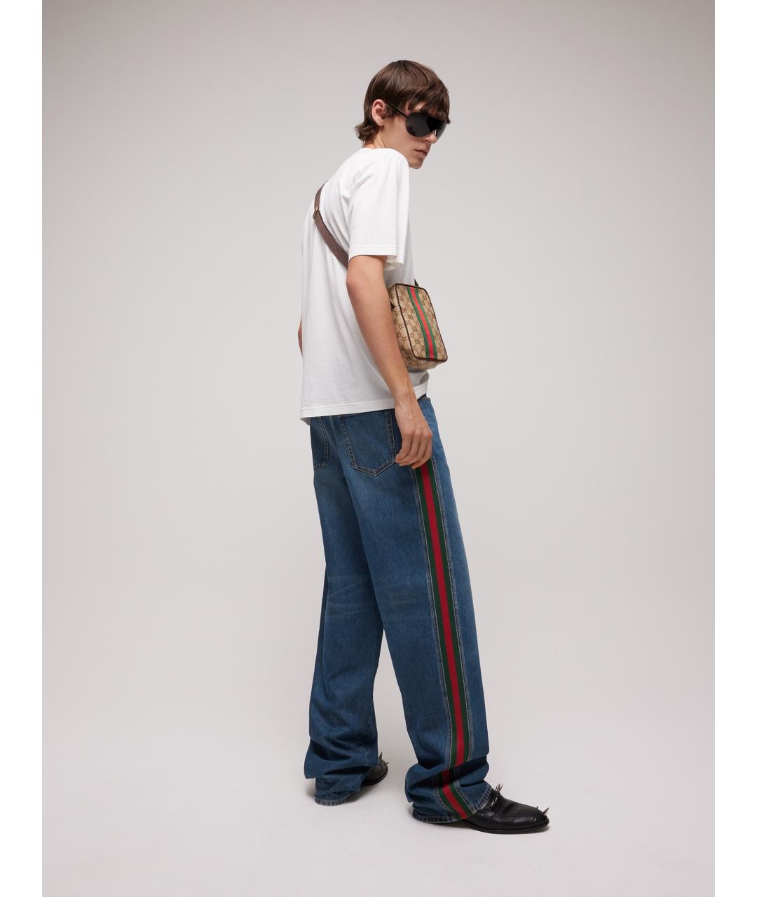 GUCCI Синие хлопковые прямые джинсы, фото 3