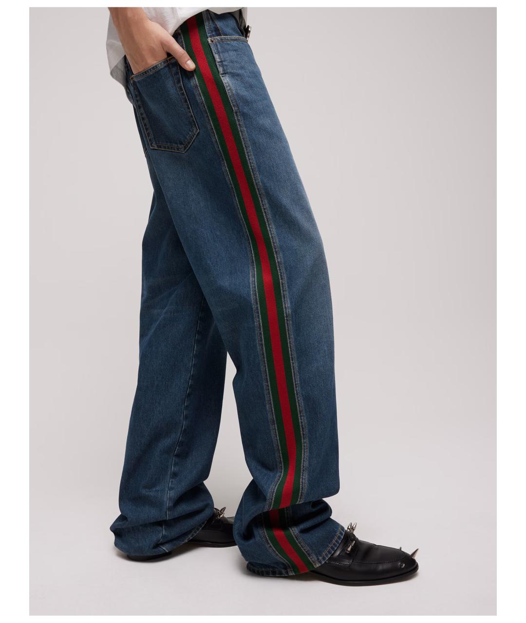 GUCCI Синие хлопковые прямые джинсы, фото 4