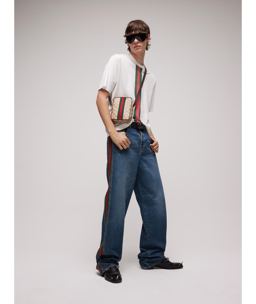 GUCCI Синие хлопковые прямые джинсы, фото 2