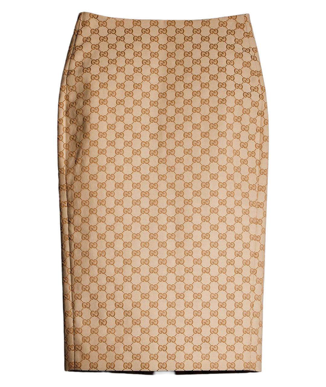GUCCI Бежевая хлопковая юбка миди, фото 1