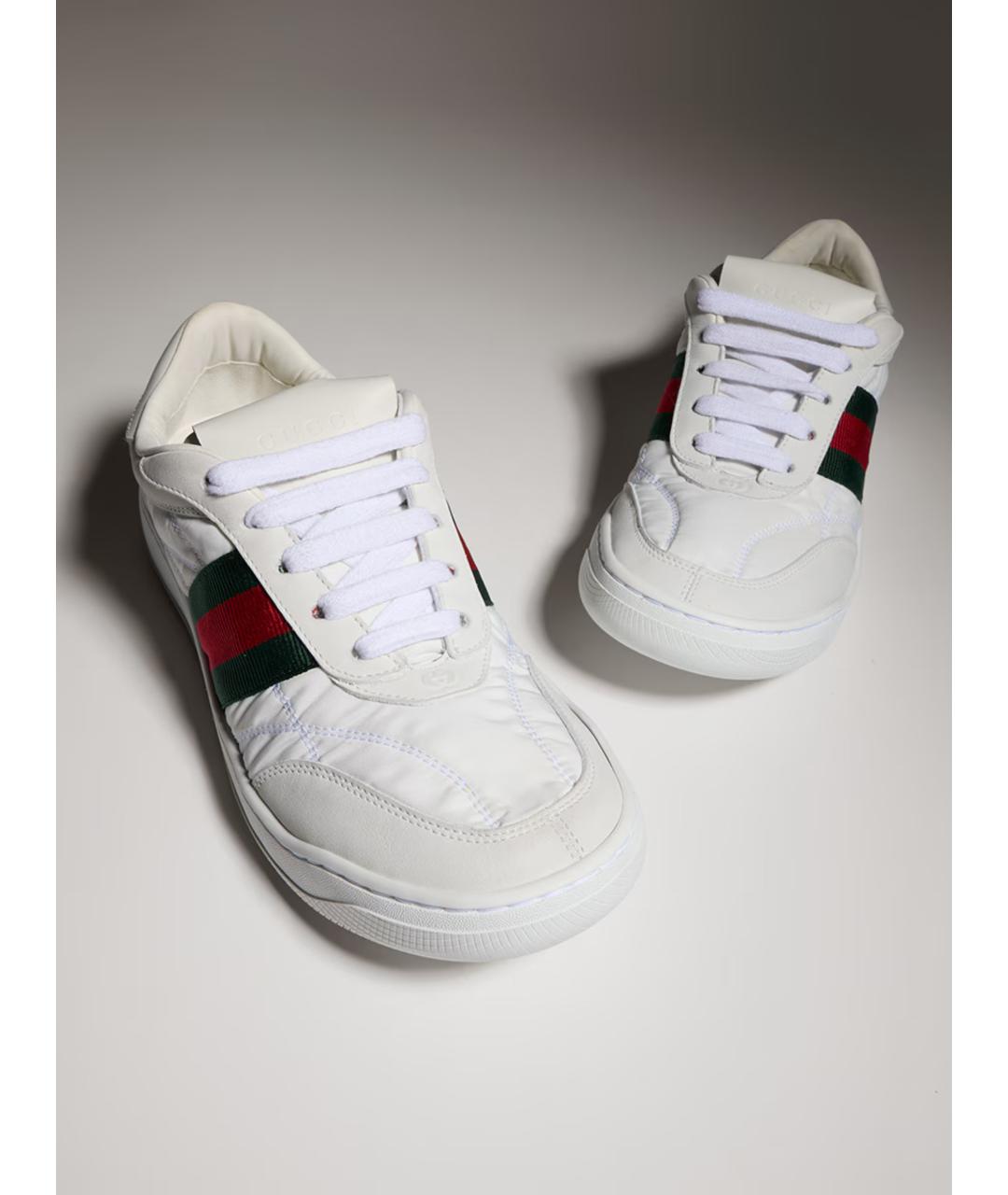 GUCCI Белые текстильные кроссовки, фото 5