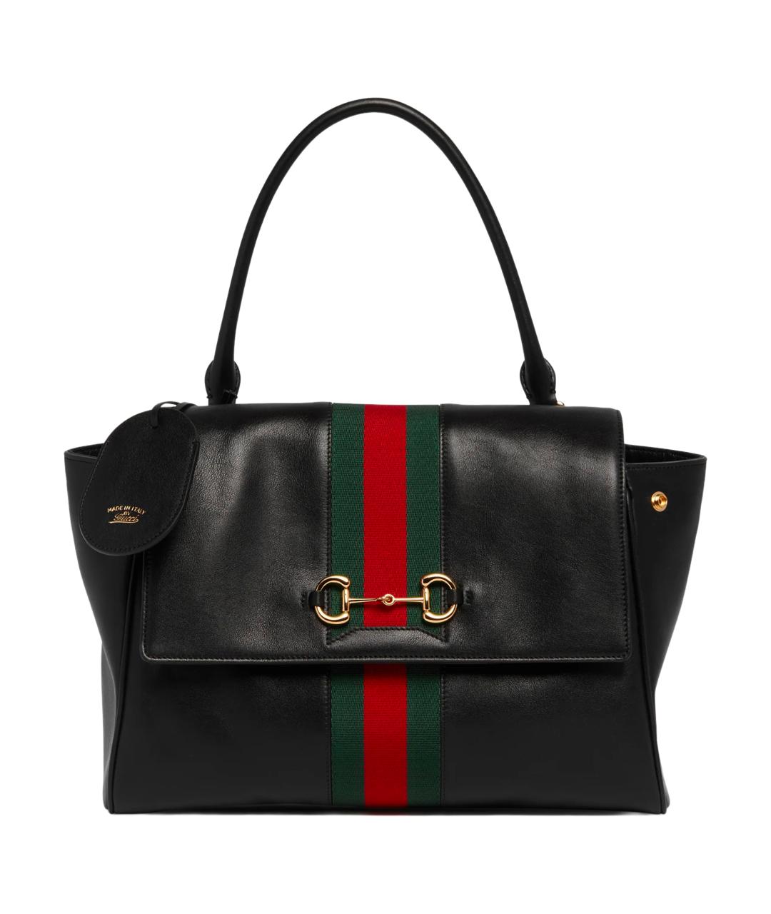 GUCCI Черная кожаная сумка тоут, фото 1