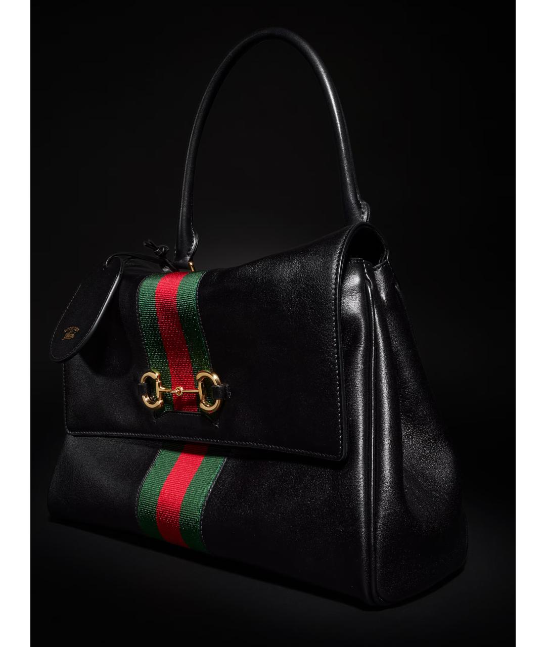 GUCCI Черная кожаная сумка тоут, фото 6