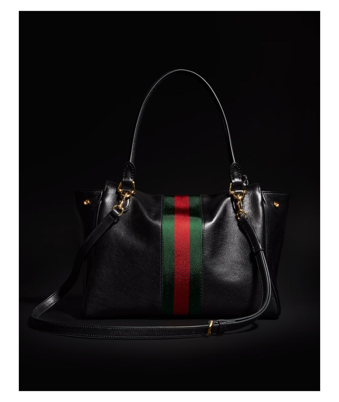 GUCCI Черная кожаная сумка тоут, фото 8